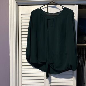 West Kei Forest Green Blouse with Tie Front